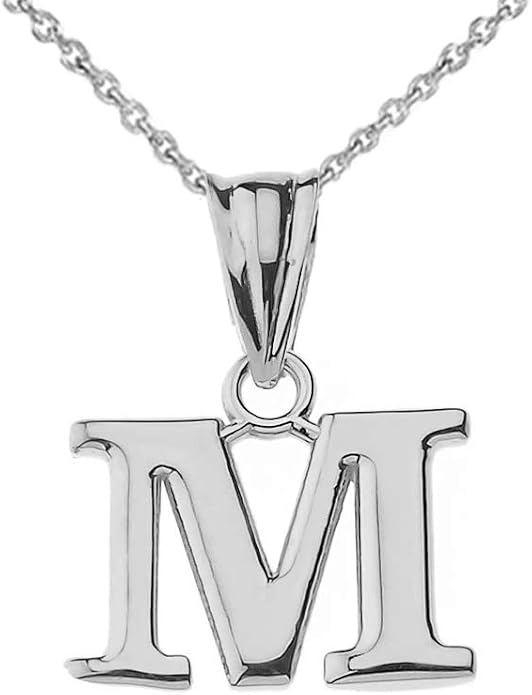 Claddagh Gold .925 Sterling Silver Initial Pendant Charm – Personalized Alphabet Letter Jewelry in 0.80mm or 0.55mm Block Font