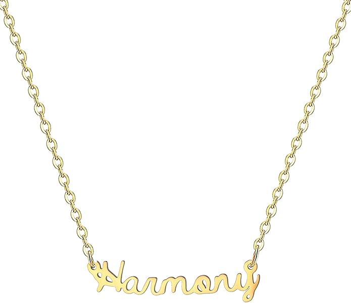 MOMOL 18K Gold Plated Stainless Steel Name Necklace Personalized Custom Name Necklace Customized Nameplate Necklace for women