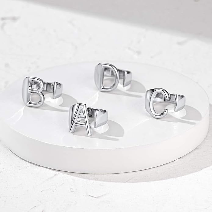 KeyStyle Bold Initial Letter Rings Adjustable, GoldChic Jewelry Women Gold Statement Ring Personalized Engraved Women’s Open Signet Ring for Party (Gold, White Gold, Black)