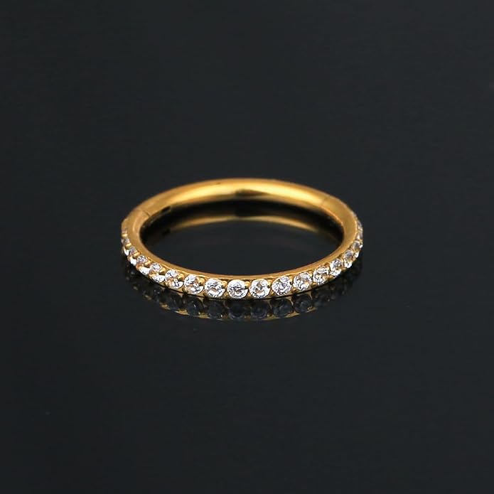 5/10PCS Septum Rings Hoop, 16G/1.2*(6-8-10) mm Surgical Stainless Steel CZ Segment Nose Rings, Cartilage Clicker Hoop Earrings for Rook, Daith, Tragus, Shell pattern Gold Silver