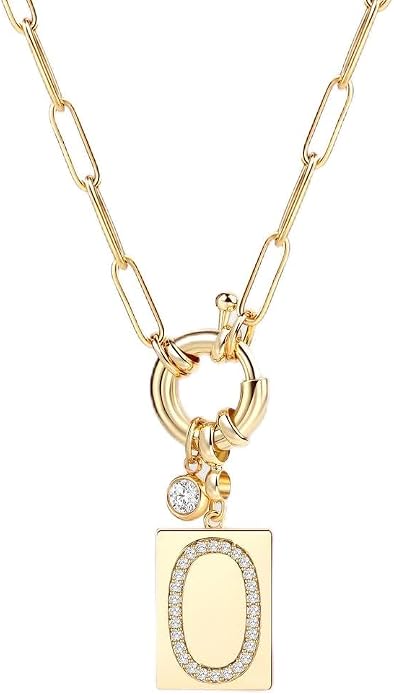 Mint & Lily Gold Initial Necklace for Women – 18K Gold Plated 24” Paperclip Chain with Sparkling Letter Pendant
