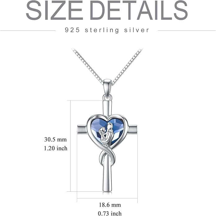 PROESS S925 Sterling Silver Daughter Heart Pendant Necklace from Dad Mom I Love You Forever Jewelry