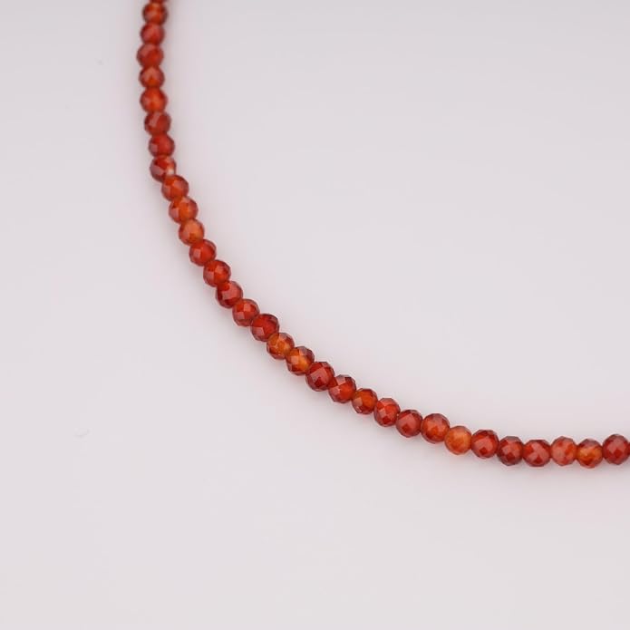 COAI 2mm & 3mm Danity Tiny Bead Necklace for Women, Stone Beaded Crystal Necklace for Women, Sodalite, Australian Jasper, Red Carnelian, Tourmaline, Amethyst, Turquoise Jewelry