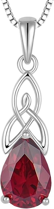 STARCHENIE Teardrop Necklace for Women 925 Sterling Silver Irish Celtic Knot Pendant Birthstone Jewelry