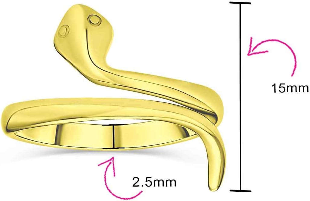 Bling Jewelry Minimalist Delicate Midi Knuckle Thin 1MM Band Stackable Bypass Wrap Snake Ring For Teen 14K Gold Plated .925 Sterling Silver