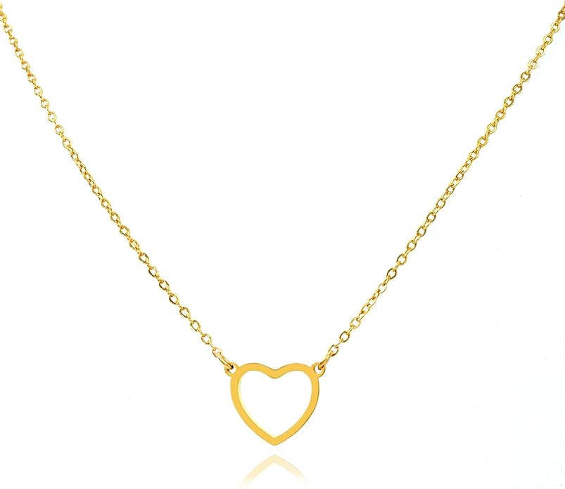 Rosoz Dainty Gold Necklace for Women- 18K Gold/Silver Plated Pendant Choker Heart Necklace Love Tiny Cute Gold Necklace Adjustable Gift for Women