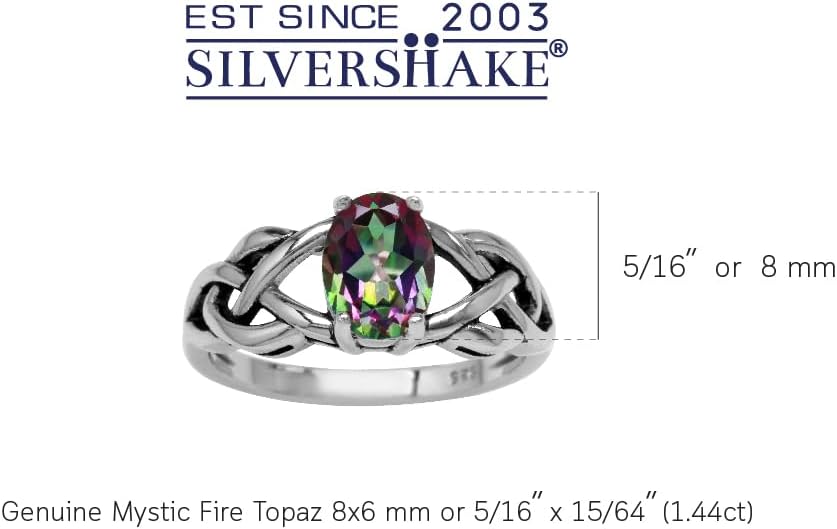 Silvershake 8X6mm Oval Shape Birthstone Gemstone Antique Finishing or Yellow Gold Plated 925 Sterling Silver Celtic Knot Weave Solitaire Ring Jewelry for Women