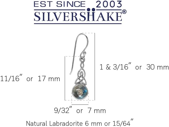 Silvershake 6MM Round Shape Inlay White Gold Plated or Yellow Gold Plated 925 Sterling Silver Triquetra Celtic Knot Dangle Leverback or Hook Earrings Jewelry for Women
