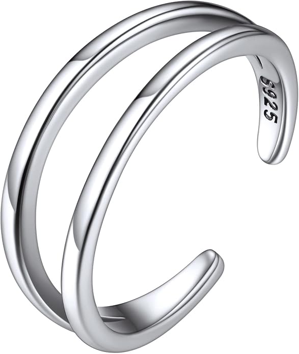 ChicSilver 925 Sterling Silver Toe Ring Minimalist Hypoallergenic Adjustable Band Ring Summer Beach Bare Foot Jewelry