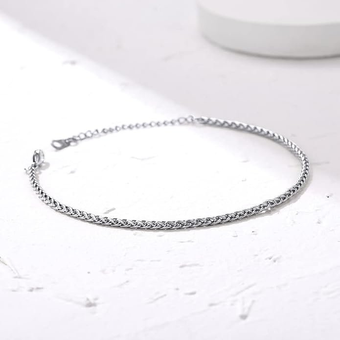 GoldChic Adjustbale Link Chain Anklet for Women Summer Jewelry, 316L Stainless Steel Figaro/Wheat/Twist Rope/Cuban Foot Bracelet-Waterproof, Resizable 9"-12" (Gift Box Included)