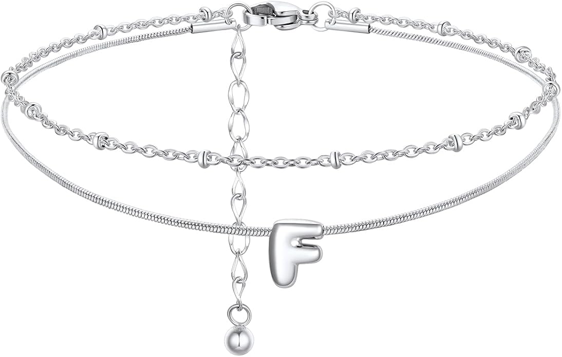 ChainsProMax Initial Ankle Bracelets for Women, Waterproof Anklets Bracelet Adjustable Summer Beach Women Foot Jewelry, Stainless Steel/Gold Plated-Send Gift Box/Letter A-Z