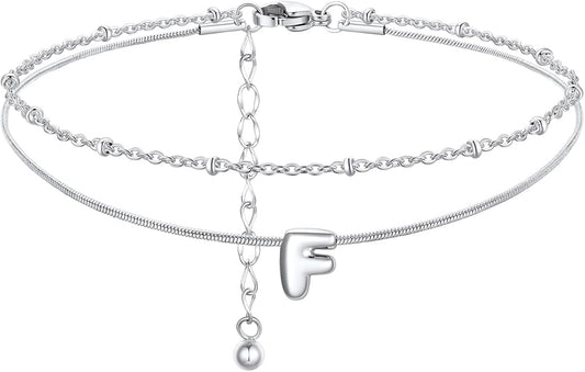 ChainsProMax Initial Ankle Bracelets for Women, Waterproof Anklets Bracelet Adjustable Summer Beach Women Foot Jewelry, Stainless Steel/Gold Plated-Send Gift Box/Letter A-Z