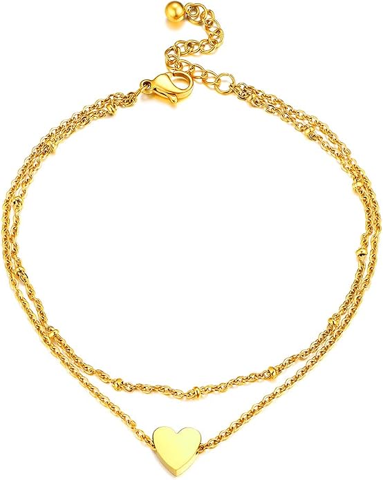 PROSTEEL Gold/Silver Anklets for Women Waterproof, 14K Gold Plated Ankle Bracelet Non Tarnish, Jewelry Gifts Adjustable