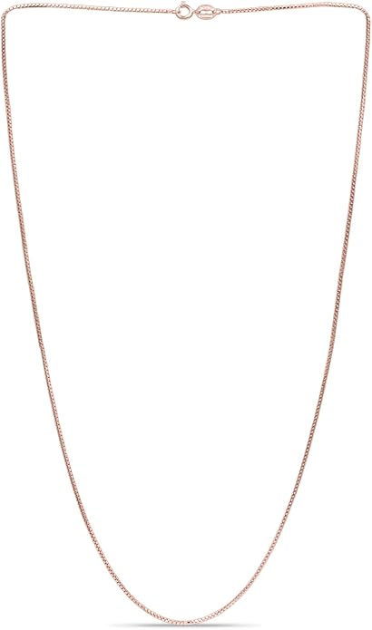 SEA OF ICE Chain Necklace 925 Sterling Silver with Ring Clasp Closure, Italian Box Necklace Chain Necklace for Women & Men, Available in Gold, Rose Gold, Silver, and Black Rhodium, Multisize