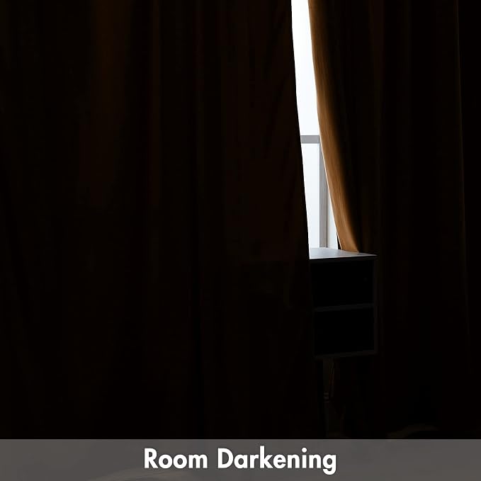 MIULEE Gold Brown Blackout Velvet Curtains Drapes 96 Inch Long 52"x96" | Luxurious Bedroom Living Room Decor, Room Darkening, Thermal Insulated, Rod Pocket Design, Super Soft Fabric