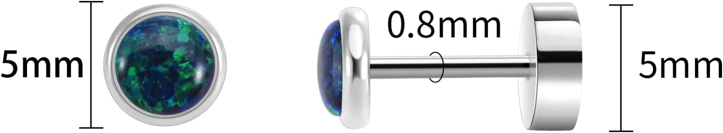 Titanium Earrings for Women Stud Earrings Cubic Zirconia Dainty Screw Flat Back Hypoallergenic Earrings for Women for Multiple Cartilage Helix Conch Tragus Piercing Jewelry for Sensitive Ears