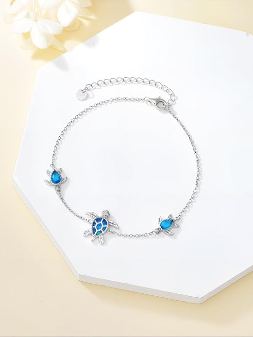 WINNICACA Sterling Silver Butterfly Bracelet Anklet Created Opal Butterfly Jewelry Gifts for Women Birthday Christmas Day Gifts
