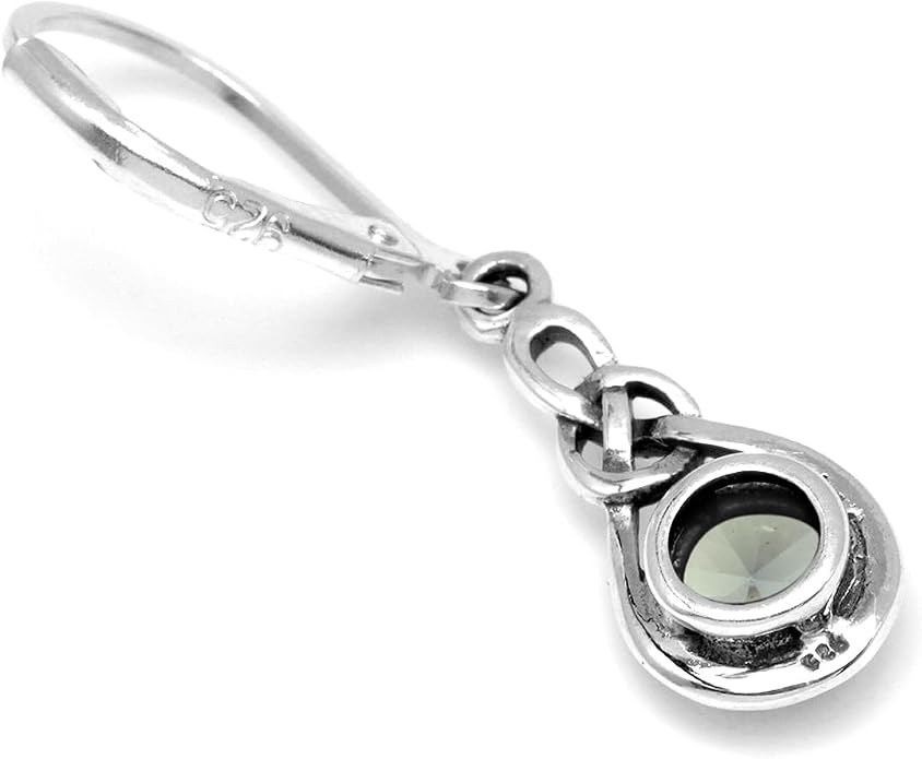 Silvershake Genuine Gemstone Irish Celtic Knot Drop Dangle Earrings