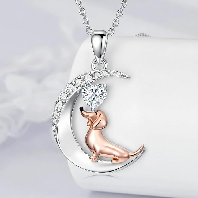PROESS Animal Birthstone Necklace 925 Sterling Silver Otter/Axolotl/Hippo/Elephant/Dachshund/Monkey/Red Panda Pendant Necklace Animal Birthstone Jewelry Gifts for Women