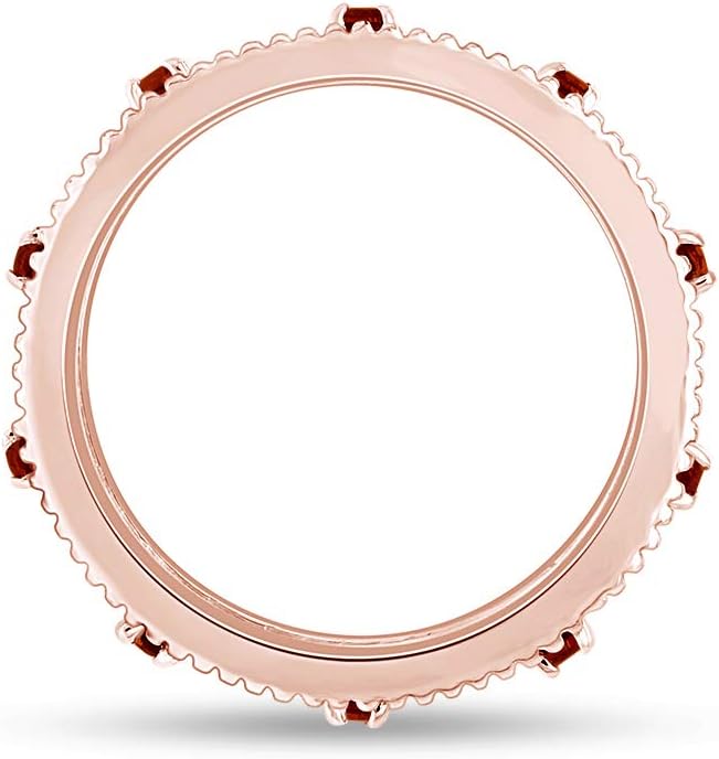 Jewel Zone US Filigree Eternity Wedding Band Ring for Women, Round Cut Simulated Gemstone Stackable Promise Ring in 14K Gold Plated 925 Sterling Silver Band Width 3.5mm – Elegant Jewelry for Her