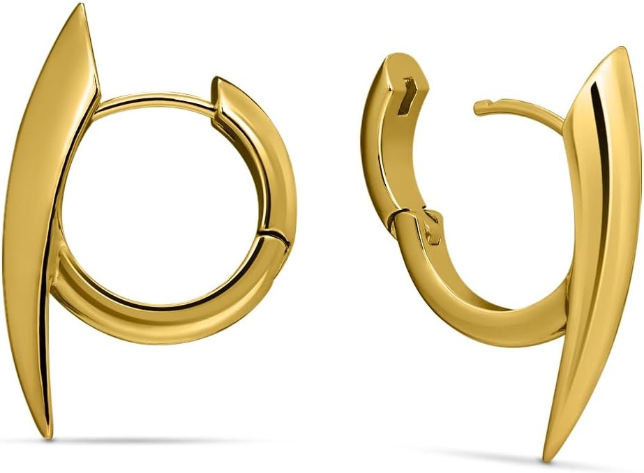 PUNKYOUTH Sharp Line Fluid Curve Earrings 18G 1mm Piercing Jewelry Edgy Minimalist Modern Claw Spike Huggie Hoop Dangle Drop For Women Men Polished Statement Everyday Wear Fashion Accessories