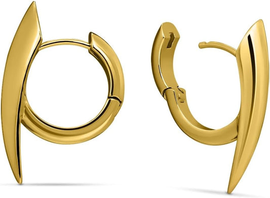PUNKYOUTH Sharp Line Fluid Curve Earrings 18G 1mm Piercing Jewelry Edgy Minimalist Modern Claw Spike Huggie Hoop Dangle Drop For Women Men Polished Statement Everyday Wear Fashion Accessories
