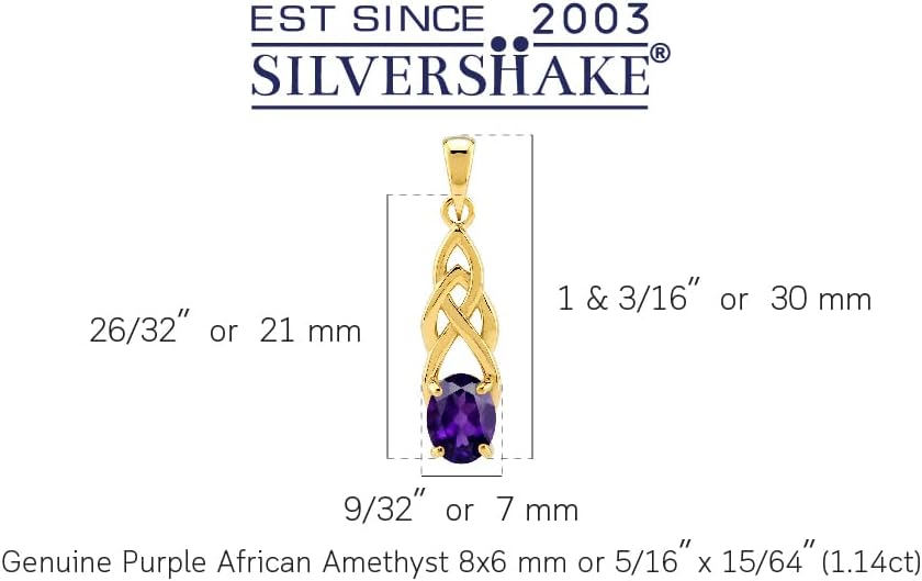 Silvershake 8X6mm Oval Shape Birthstone Gemstone Antique Finishing or Yellow Gold Plated 925 Sterling Silver Celtic Knot Weave Solitaire Pendant or Pendant with 18 Inch Chain Necklace Jewelry for Women
