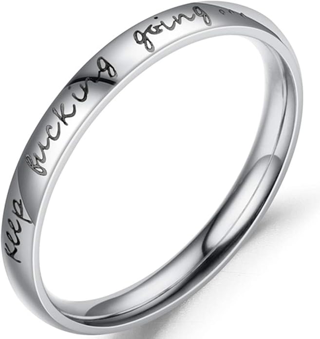 Jude Jewelers Stainless Steel Stackable Keep Fucking Going Inspirational Graduation Ring