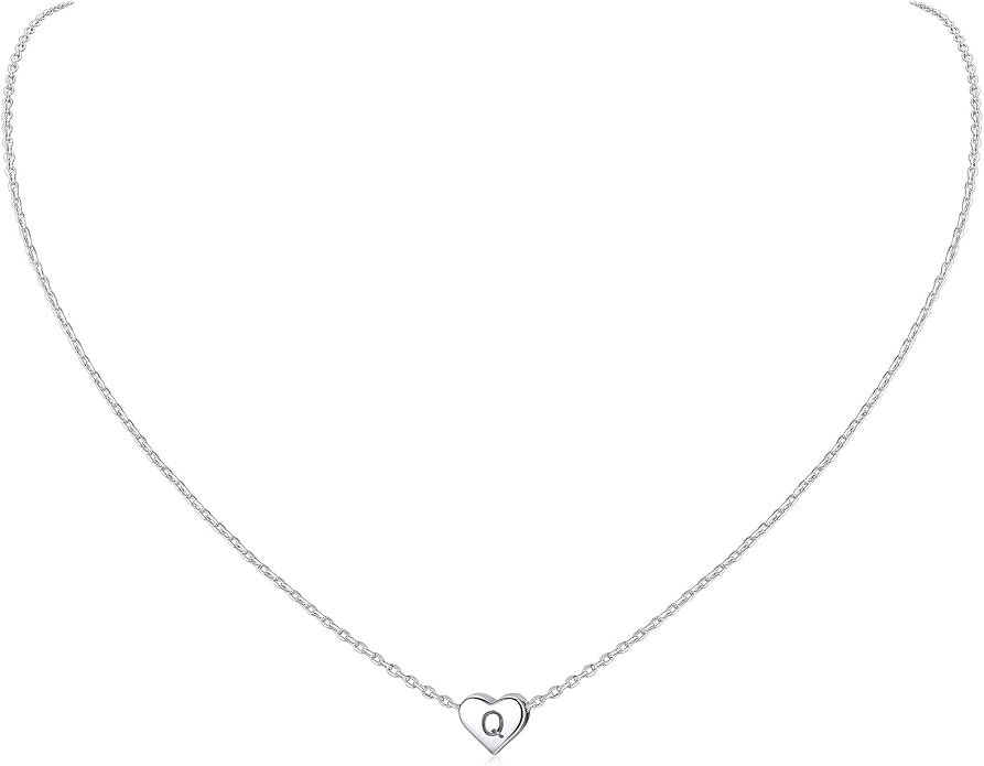 ChicSilver 925 Sterling Silver Heart Initial Necklaces for Women -Dainty Personalized Heart Pendant Letter Alphabet Necklace for Women