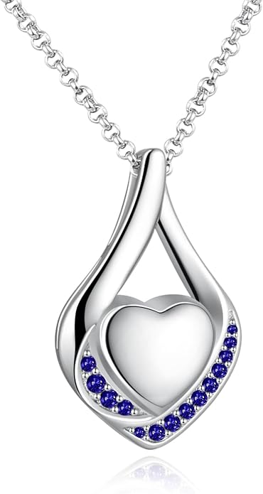 Cremation Jewelry 925 Sterling Silver Teardrop Urn Necklace for Ashes Heart Shape Memorial Keepsake Pendant for Human Ashes for Women Gift