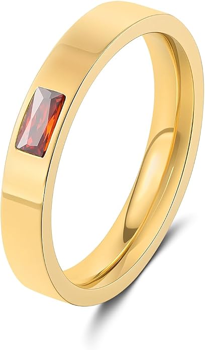 Birthstone Rings for Women 14K Gold Plated Stackable Band Non Tarnish Gold Rings Hypoallergenic Anniversary Mother's Day Christmas Gift for Her