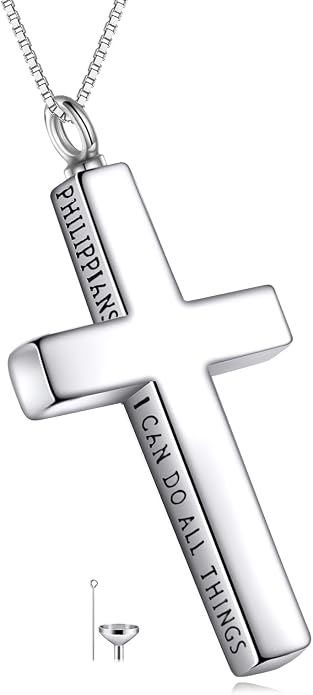 POPLYKE Cross Necklace 925 Sterling Silver Philippians 4:13 I Can Do All The Things Inspirational Necklace Gifts for Women Men 20+2''