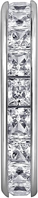 Amazon Essentials Platinum-Plated Sterling Silver Infinite Elements Cubic Zirconia Channel Princess-Cut All-Around Band Ring