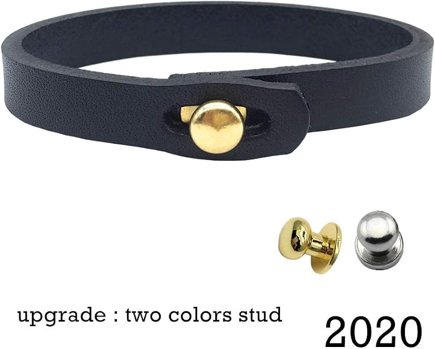 Mens Genuine Leather Bracelet - Handmade Adjustable Leather Cuff Bracelet punk Style leather wrap Wristband for Men