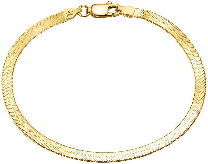 14K Gold Ankle Bracelets Gold Anklets for Women Herringbone Chain Ankle Bracelets for Women Waterproof Vintage Graceful Women's Anklets 9,10,11