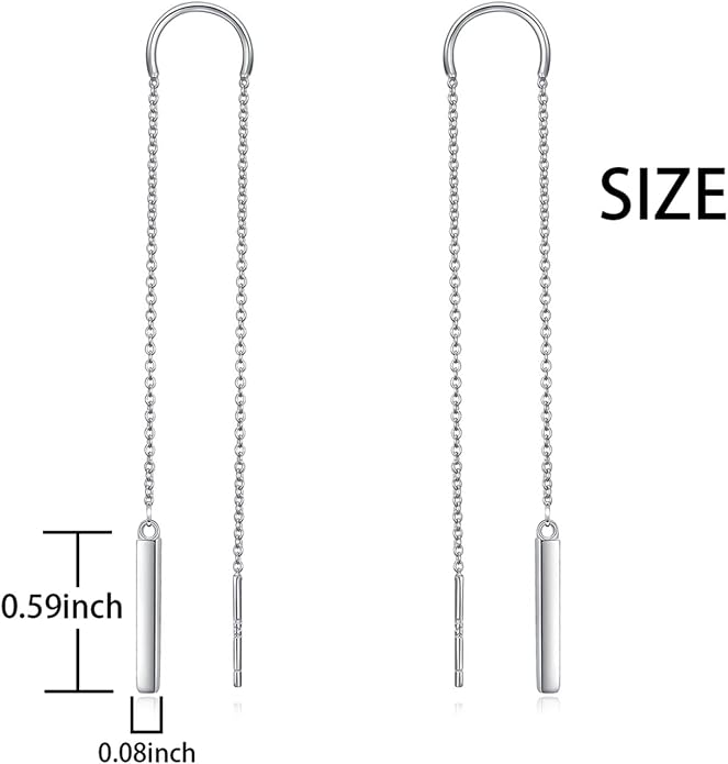 Threader Earrings Triangle Earrings Sterling Silver Created Opal Dangle Drop Long Chain Earring for Women Thread Earrings
