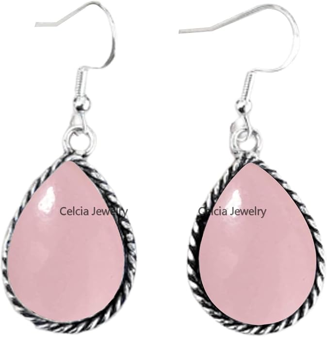 Pure 925 Sterling Silver Dangle Drop Earrings for Women, Pear Gemstone Handcrafted Earrings for Women & Girl ('Amethyst)