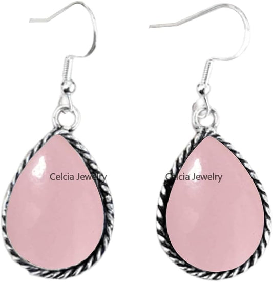 Pure 925 Sterling Silver Dangle Drop Earrings for Women, Pear Gemstone Handcrafted Earrings for Women & Girl ('Amethyst)
