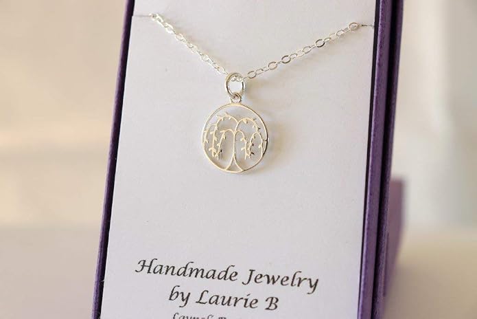 Small Willow Tree of Life Necklace for Women – Sterling Silver Pendant – Minimalist Jewelry – Dainty Tree Charm – Nature-Inspired Gift – Spiritual Necklace – Handmade