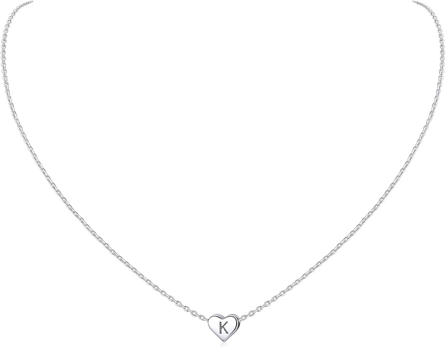 ChicSilver 925 Sterling Silver Heart Initial Necklaces for Women -Dainty Personalized Heart Pendant Letter Alphabet Necklace for Women