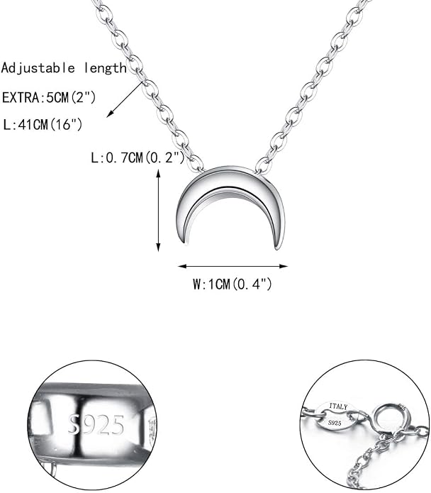 EVER FAITH Jewelry Gift 925 Sterling Silver Tiny Triangle Moon Star Dainty Heart Pendant Choker Necklace for Women