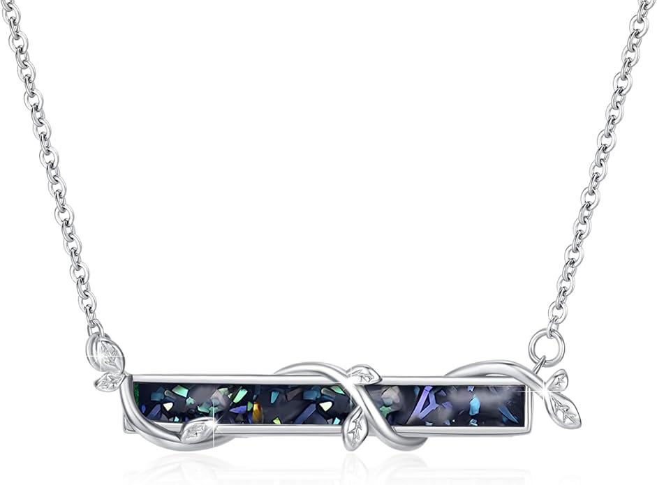 Bar Opal Leaf Necklace For Women S925 Sterling Silver White Opal Pendant with Leaf Charm Bar Pendant Jewelry Gift For Mom Daughter Wife