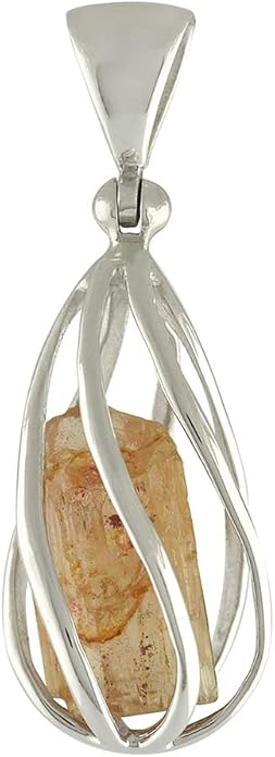 Starborn Gemstone teardrop Style Cage Pendant Sterling Silver
