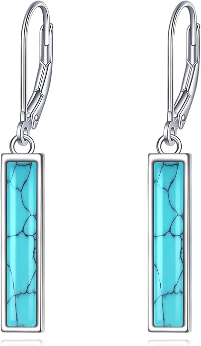 CRMAD Abalone Shell Bar Earrings for Women Sterling Silver Leverback Earrings Abalone Jewelry Gift