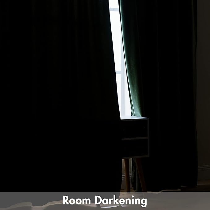 MIULEE Olive Green Blackout Velvet Curtains Drapes 100 Inch Long 52"x100" | Luxurious Bedroom Living Room Decor, Room Darkening, Thermal Insulated, Rod Pocket Design, Super Soft Fabric, Extra Long