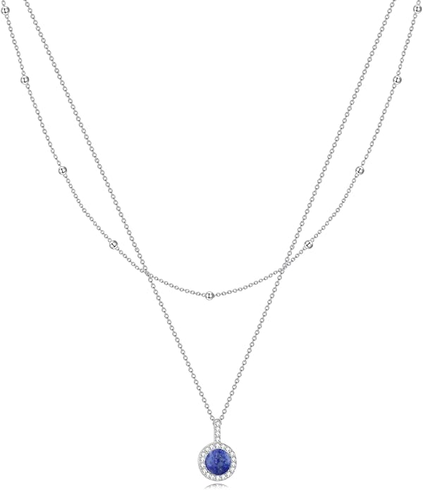 MONGAS Tree of Life/Infinity Cross/Lock and Key/Lotus/Hamsa/Horse/Strawberry/Opal/Lariat/Dragonfly/Heart/Violin Layered Necklace Sterling Silver for Women