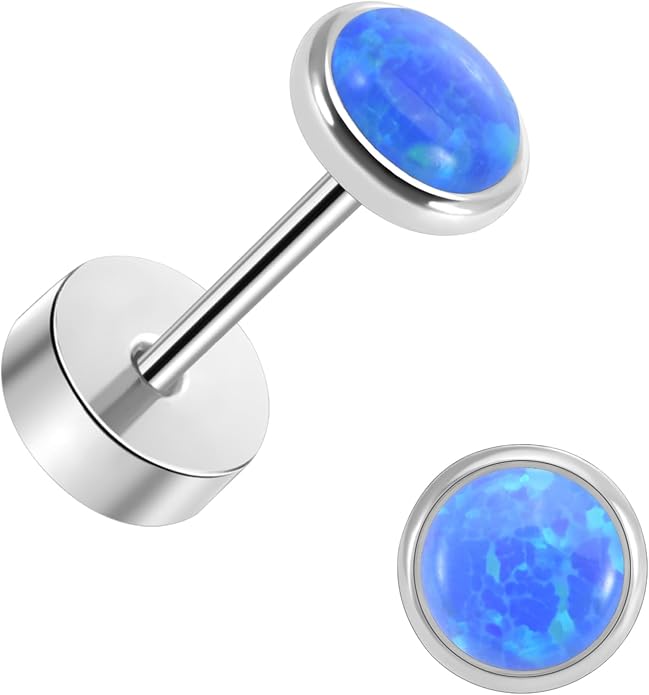 Titanium Earrings for Women Stud Earrings Cubic Zirconia Dainty Screw Flat Back Hypoallergenic Earrings for Women for Multiple Cartilage Helix Conch Tragus Piercing Jewelry for Sensitive Ears