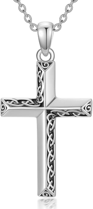 Cross Necklace for Women 925 Sterling Silver Crucifix Pendant Christian Cross Jewelry for Women Men