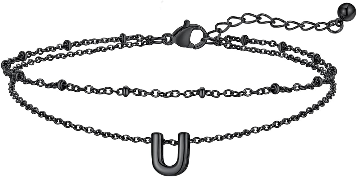 FaithHeart Initial Ankle Bracelets for Women, Waterproof 14k Gold Plated Initial Anklets Non Tarnish Stainless Steel Cute Layered Anklet Summer Beach Jewelry