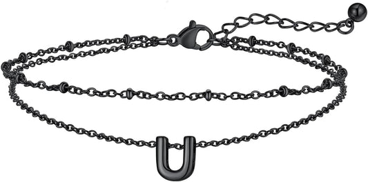 FaithHeart Initial Ankle Bracelets for Women, Waterproof 14k Gold Plated Initial Anklets Non Tarnish Stainless Steel Cute Layered Anklet Summer Beach Jewelry